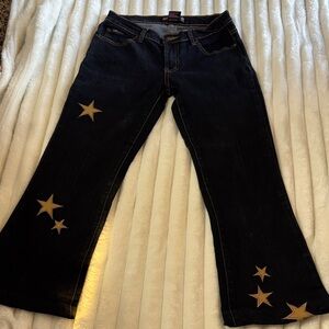 Bubblegum Black Flare Jeans with Gold Star Details